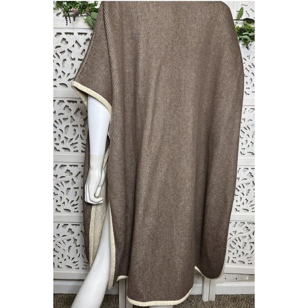 Soft Surroundings Women’s Missy One Size Brown Hoodie Poncho Cape - Picture 11 of 12